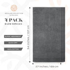 White Classic Wealuxe Grey Bath Towels Set of 4, Cotton Body Towel - Image 3