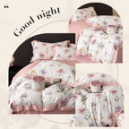 MKXI Garden Floral Duvet Cover Pink Princess Bedding White Aesthetic Duvet - Image 5