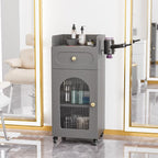 OmySalon Salon Cart with Wheels, 3-Tier Rolling Beauty Cart with Glass Door & - Image 7