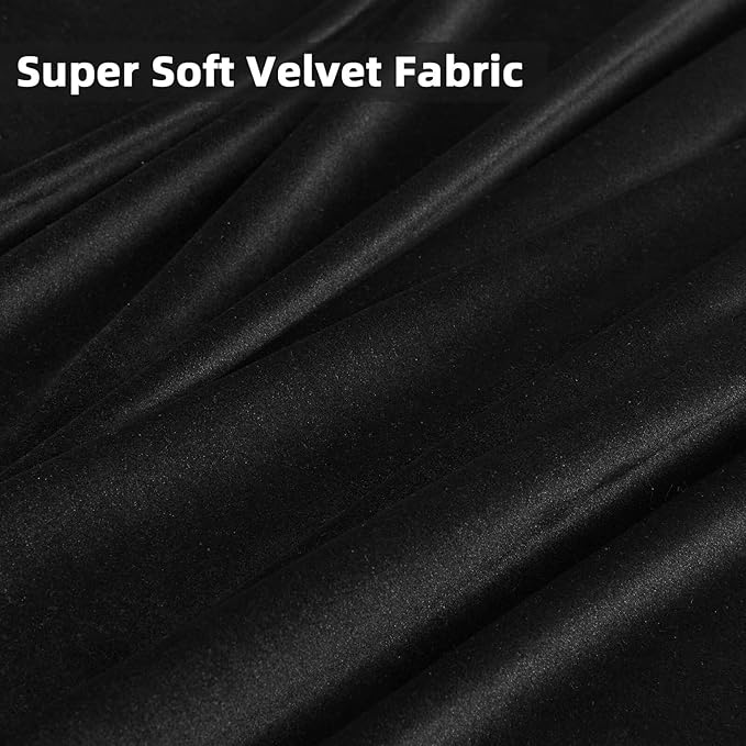 Joydeco Black Velvet Curtains 90 inch Length 2 Panels, Luxury Blackout Rod - Image 5