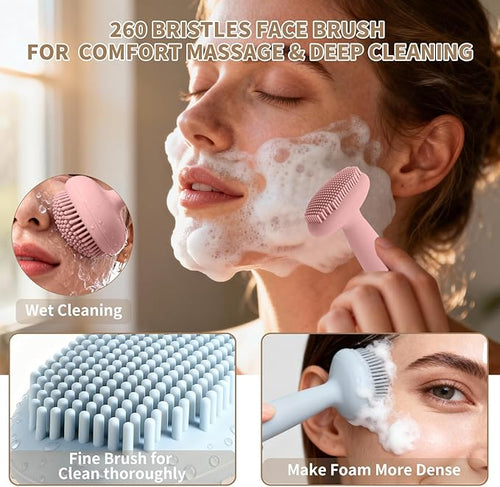 2 Pack Silicone Face Scrubber, 2 in 1 Facial Cleansing Brush & Face Mask - Image 2