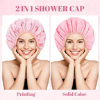 Large Double-Sided Shower Cap for Women, 2-in-1 Reusable Waterproof Cherry - Image 3