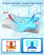 Cervical Neck Pillow for Pain Relief Sleeping, Cooling Ergonomic Contour Side - Image 3