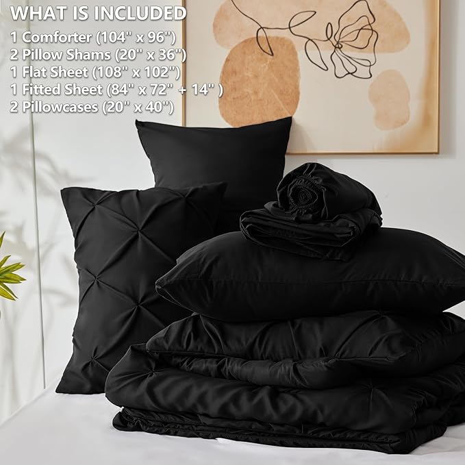 CozyLux California King Comforter Set Black - Image 7