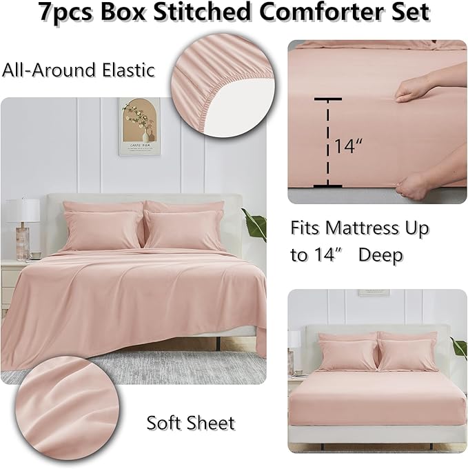 CozyLux Queen Comforter Set Blush Pink - Image 6
