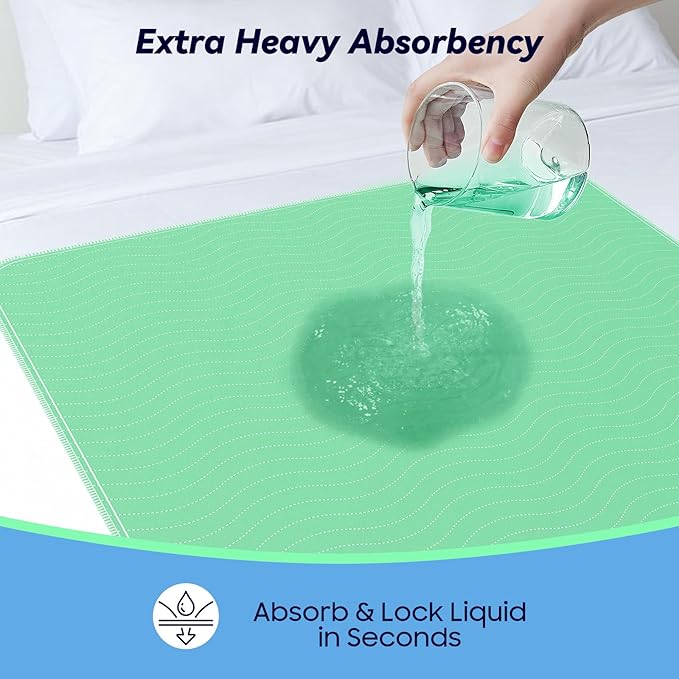 4 Pack 36” x 36” Extra Heavy Absorbency Washable Underpads, Waterproof Quick - Image 3
