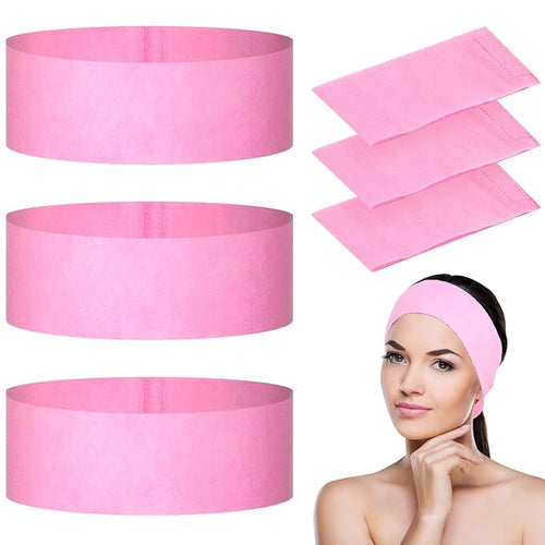 128 Pieces Disposable Spa Facial Headbands Stretch Non-Woven Headband Soft Skin by PINKXHY