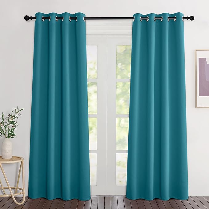 NICETOWN Blackout Peacock Teal Curtains 84 inches Long, Grommet Room Darkening by NICETOWN