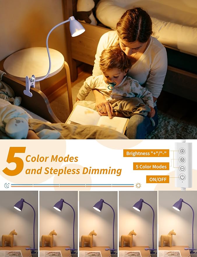 BOHON Desk Lamp with Clamp, 10W 38 LED Clip on Light, 5 Color 10 Brightness - Image 3