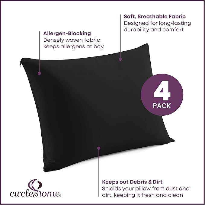 CirclesHome Pillow Protectors 4 Pack King Zippered - Image 2