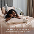 MR&HM Satin Bed Sheets, Queen Size Sheets Set - Image 6