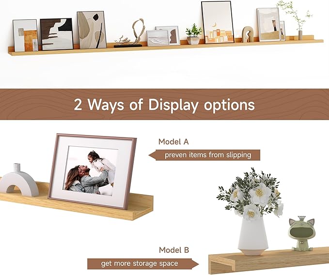 Floating Picture Ledge Shelves for Wall Set of 2, 84 Inches Picture Ledge Shelf - Image 6