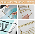 Stainless Steel Bathtub Caddy Tray, Expandable Bathtub Holder Table, Adjustable - Image 7