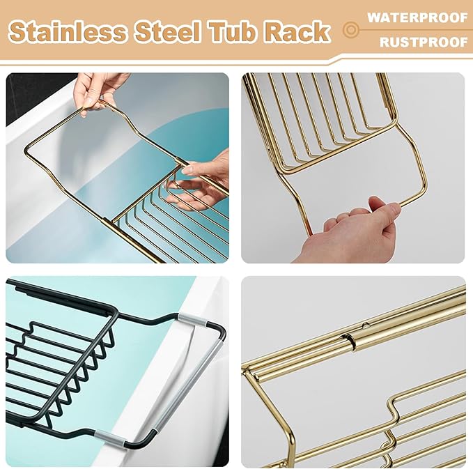 Stainless Steel Bathtub Caddy Tray, Expandable Bath Tub Tray Table, Adjustable - Image 7