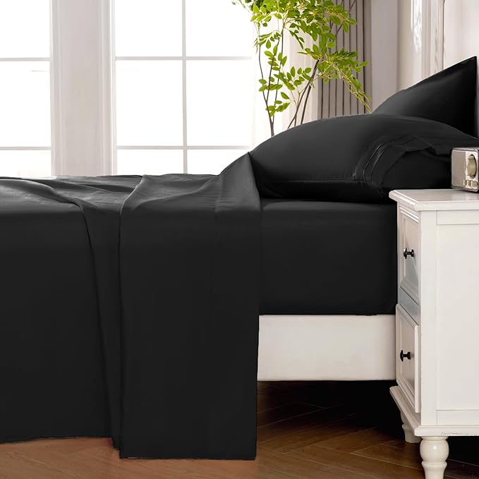 ROSE&RISY Black King Sheet Set, 4 Pieces Soft Bedding Queen Sheet Set, - Image 3