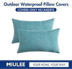 MIULEE Pack of 2 Decorative Outdoor Solid Waterproof Throw Pillow Covers Faux - Image 7