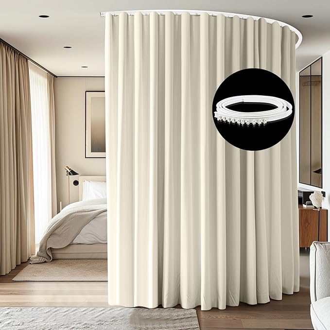 Room Divider Ceiling Mounted Curtains Track Sets Extra Wide Blackout Curtain by CBSROROHome