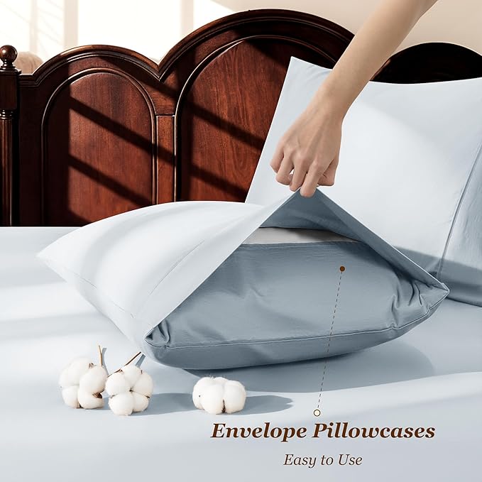 LBRO2M 1000 Thread Count 100% Egyptian Cotton Sheets Set Queen Size, 4 Piece - Image 6