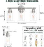 Espird Bathroom Vanity Light Fixtures Brushed Nickel, 3 Lights Bathroom Over - Image 3