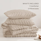 Andency Khaki Comforter Set King Size, Farmhouse Shabby Chic Boho Soft Fluffy - Image 6