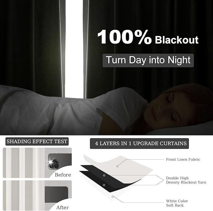 Topfinel Pinch Pleat Full Blackout Curtains & Drapes 84 Inch Length 2 Panels Set - Image 2