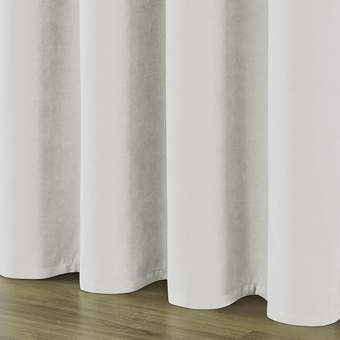 Joydeco Vanilla Grey Velvet Curtains 108 Inches 2 Panels, Luxury Thermal - Image 6