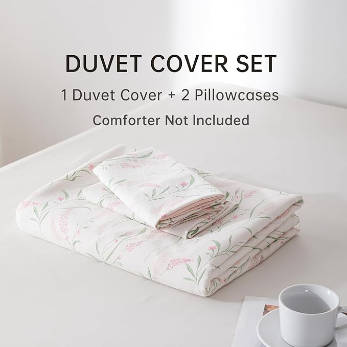 BOLINLIVING Pink Floral Duvet Cover King Size, Reversible Botanical Spring - Image 9