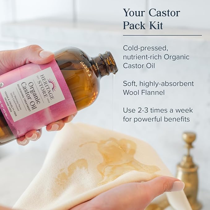 HERITAGE STORE Organic Castor Oil Pack Wrap Kit - Image 3