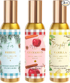 Room Spray, Bright Vanilla, Cinnamon Apple, Fir Breeze, 3 Pack, Each 4 fl oz by CLESH
