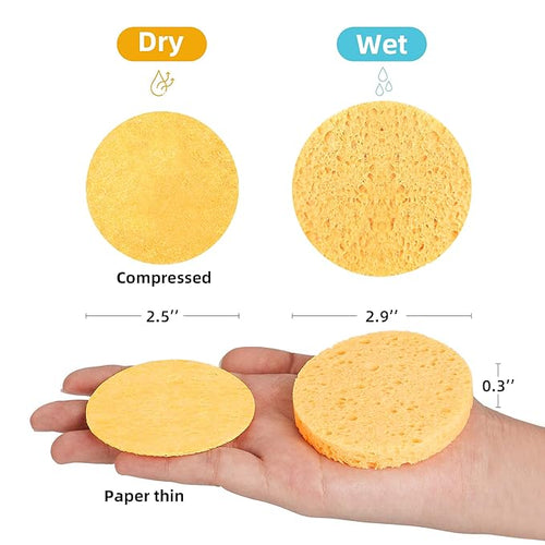 120-Count Compressed Facial Sponges|Kickleen 100% Natural Cellulose Cosmetic - Image 2
