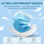 NNPCBT Blue Disposable Face Masks 100 Pack, 3-Ply Breathable Mask - Image 5