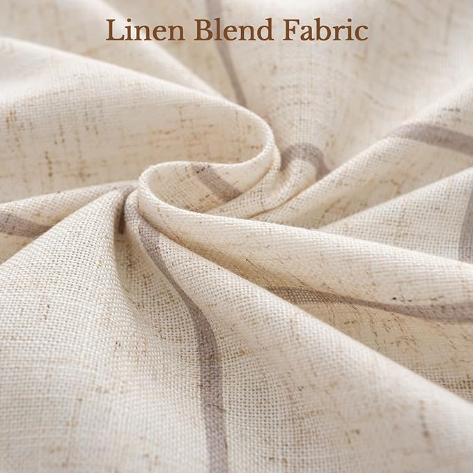 Linen Plaid Blackout Curtains Gingham Double Layer - Image 8