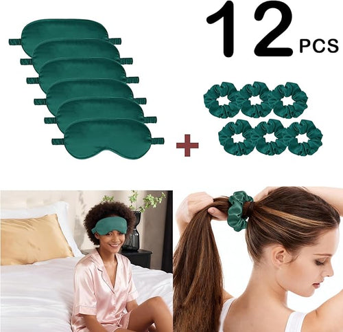 12Pcs Silk Sleep Masks Satin Eye Mask Silky Eyes Cover Blindfold Eyeshade Hair - Image 2