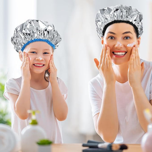 2 Pcs Aluminum Foil Deep Conditioning Hair Cap Reusable Heat Cap - Image 2