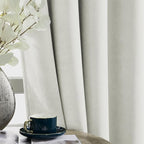 Joydeco Vanilla Grey Velvet Curtains 96 Inches 2 Panels, Luxury Thermal - Image 3