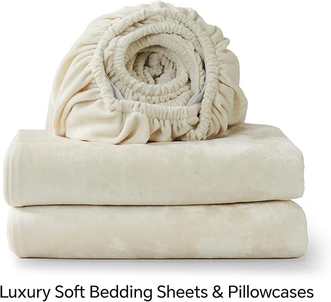 BEDELITE Velvet Fitted Sheet and Pillowcase Set, Luxury Soft Fuzzy Bottom Sheet - Image 8