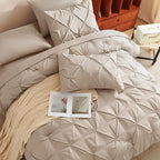 CozyLux King Size Comforter Set Wheat, 7 Pieces Pintuck Bed in A Bag Wheat - Image 7