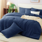 CozyLux Twin XL Comforter Set Navy Blue, 5 Pieces Bed in a Bag Twin Extra Long - Image 8