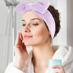 WHAVEL 6 Pack Purple Spa Microfiber Bow Headbands - Image 3