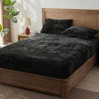 BEDELITE Velvet Fitted Sheet and Pillowcases Set, Luxury Soft Fuzzy Bottom Sheet - Image 6