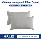 MIULEE Pack of 2 Decorative Outdoor Solid Waterproof Throw Pillow Covers Faux - Image 6
