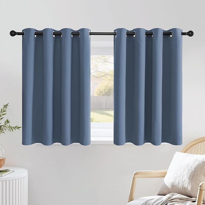 NICETOWN Stone Blue Short Curtains 36 inches Long by NICETOWN