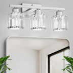 comzler 3-Light Bathroom Light Fixtures Over Mirror, Brushed Nickel Crystal - Image 7