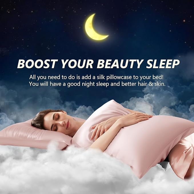 Silk Pillow Cases 2 Pack Standard Size Mulberry Silk Pillowcase Set of 2 - Image 3