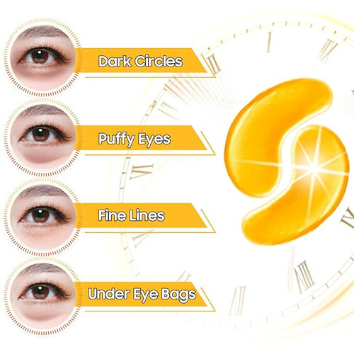 Adofect Collagen Powder Eye Mask 30 Pairs Gold Under Eye Gel Pads, Hyaluronic - Image 2