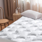 WhatsBedding Waterproof Mattress Pad Twin Size Cotton Top Down Alternative - Image 2