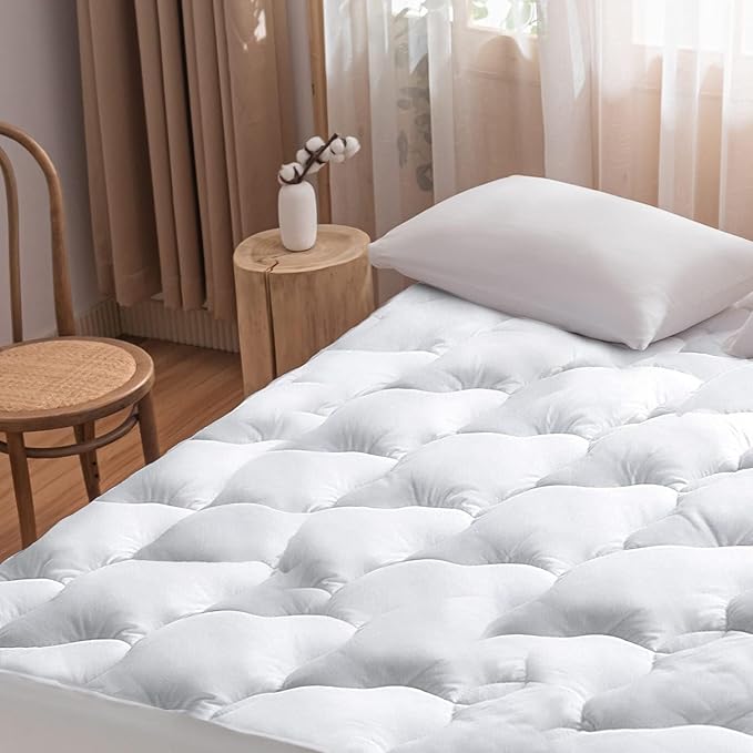 WhatsBedding Waterproof Mattress Pad Cal-King Cotton Top Down Alternative - Image 2