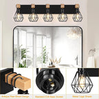 FadimiKoo 5-Light Farmhouse Wood Wall Sconces Lighting, Rustic Bathroom Wall - Image 3