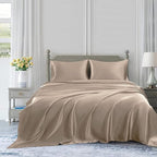 Homiest Taupe Satin Flat Sheet King Size Only, King Top Sheet Silky Bedding - Image 5