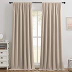 Joydeco Beige 100% Blackout Curtains 90 Inch 2 Panels, Luxury Thermal Beige by JOYDECO